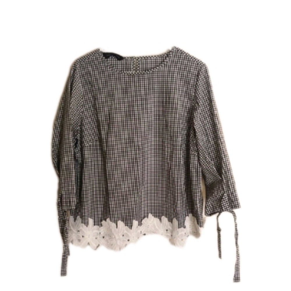 Ming Wang Black and White 3/4 Sleeve Blouse Size Medium